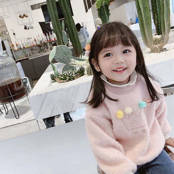 

children's wear high plus plush collar thickened bottom coat, Black