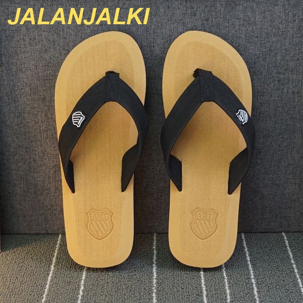 

jalanjalki summer new arrival men slippers anti-skid beach outdoor male sandals colorful soft light weight casual flip-flops q0112, Black