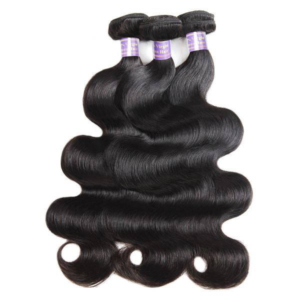 Fasci di capelli umani di visone Ishow 3PCS Brasiliano Onda del corpo Trama di capelli Estensioni malesi peruviane per donne di tutte le età Jet Black 8-28 pollici