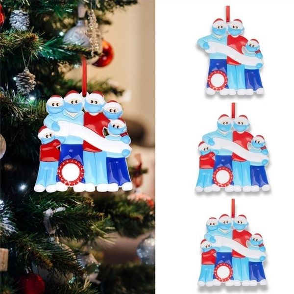 

mask 2020 family snowman diy handwritten name hanging pendant christmas tree ornaments dhl muchufxc