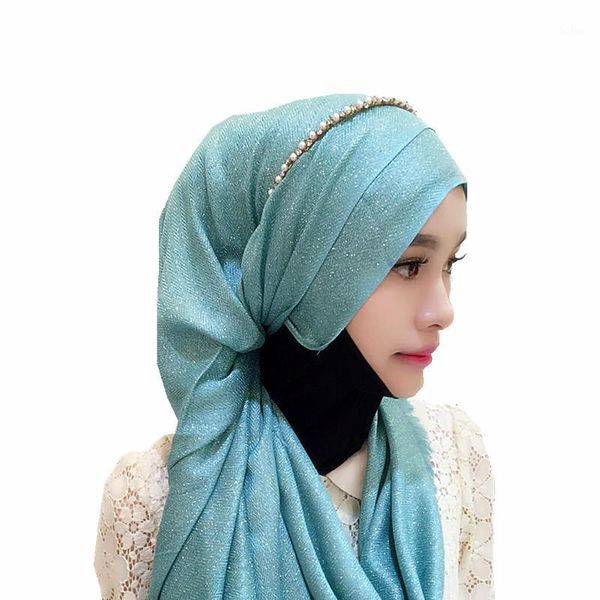 

muslim headscarf with the same paragraph gold silk long scarf women's headband with the ethnic multicolor girls wear hijabs1, Red
