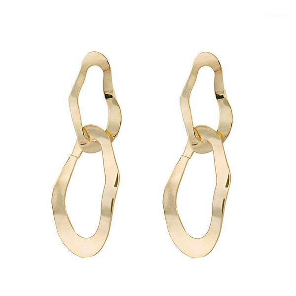 

lwong gold silver color double waved hoop earrings statement minimalist earrings street style big geometrical gifts1, Golden;silver