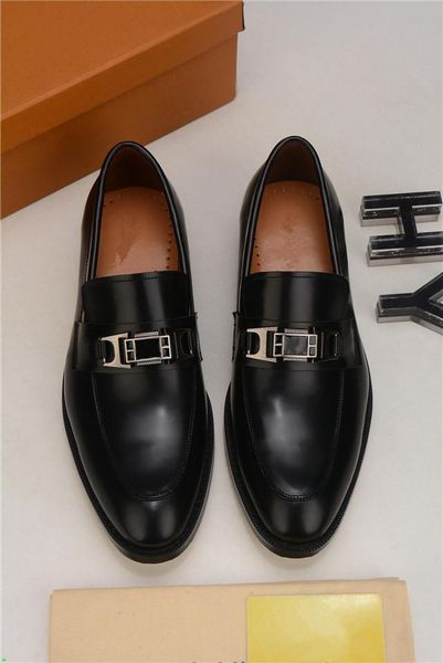 

2020 new men's dress shoes formal fashion elegant wedding genuine leather shoes designer man brogue business office flats oxfords for m, Black