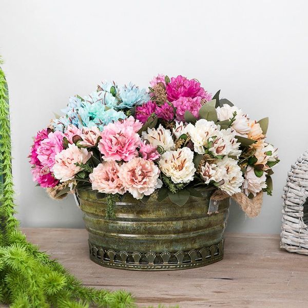 

decorative flowers & wreaths 5 heads artificial peony flower bouquet simulation silk wedding decoration home office table accessories 1pcs