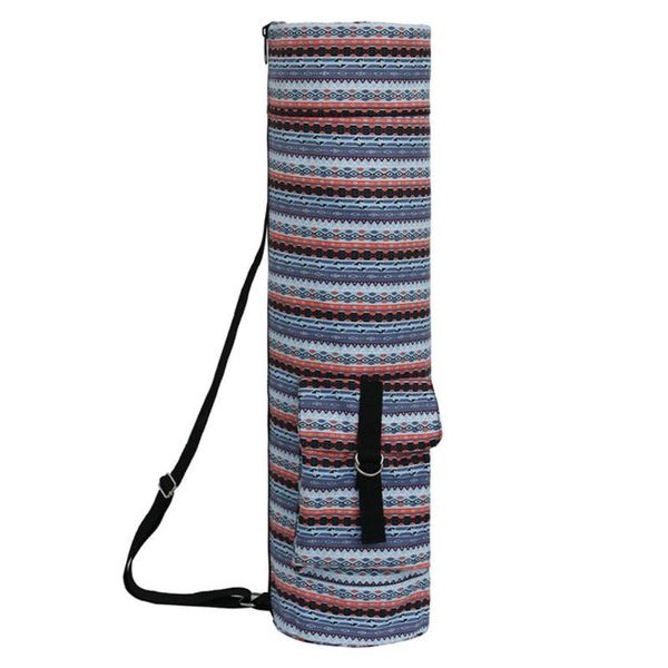 

ethnic style sports equipment storage portable with pocket canvas fitness single shoulder adjustable strap yoga mat bag carrier
