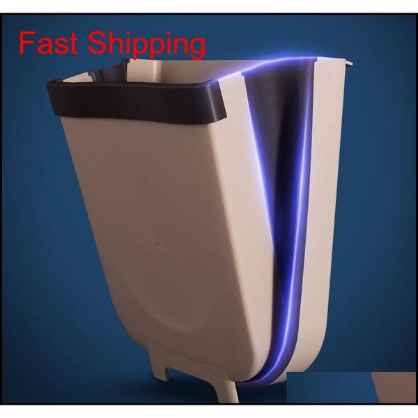 

folding wall-mounted trash can car sorting barrel kitchen folding hanging qylxgt wphome