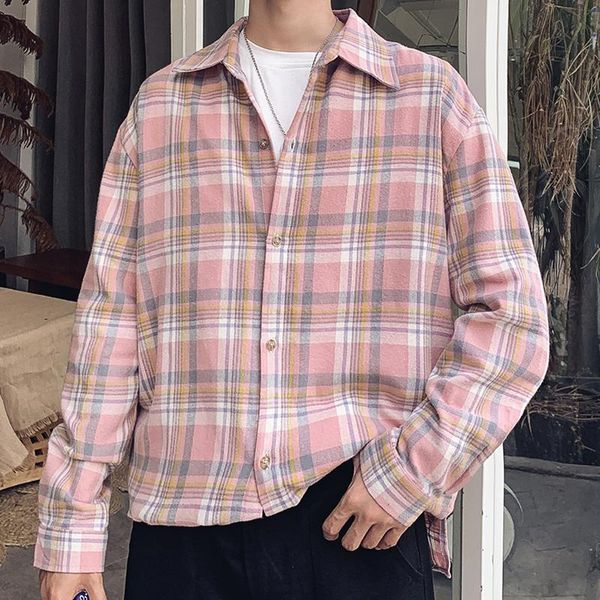 

men's casual shirts mens long sleeve cotton plaid flannel men clothes 2021 spring korean fashion ins oversized xxxl streetwear dress cs, White;black