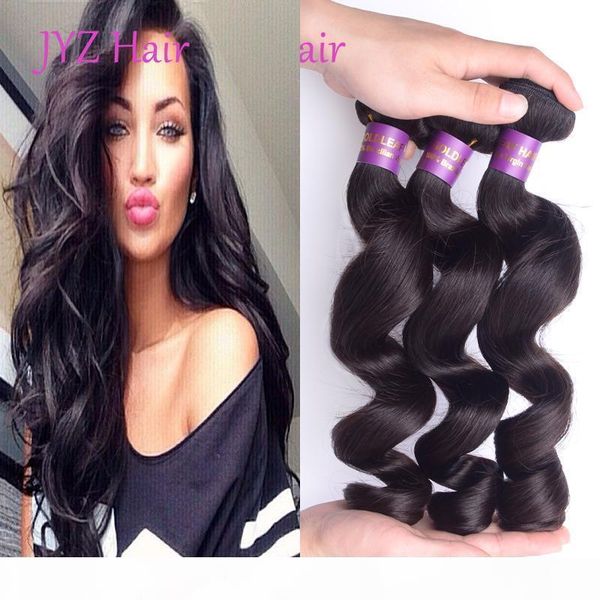 

indian brazilian malaysian peruvian virgin hair loose wave 100% human hair bundles natural color human hair wefts, Black