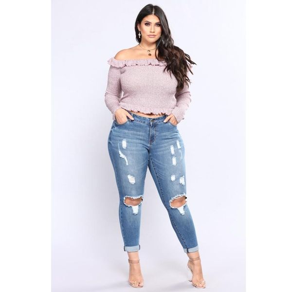 

plus sized stretch holes jeans, Black;white