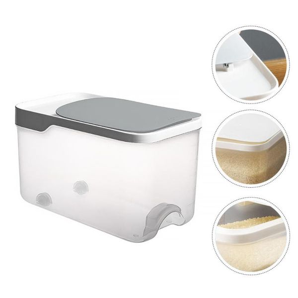 

1pc insect-proof sealed grain storage bin kitchen rice storage box (gray)