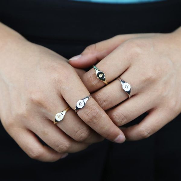 

wedding rings simple gold color engagement nice 2021 star engraved with single cz stone minimal delicate finger women jewelry party, Slivery;golden