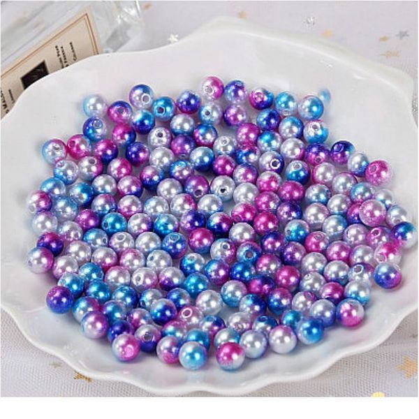 

8mm / 50pcs /abs straight hole pearl two-color beads three-color beads gradient color headdress earrings diy jewelry acc bbynnd