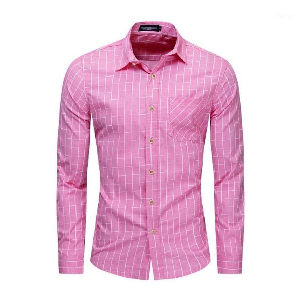 

male casual loose cotton long sleeves turn-down collar shirts leisure pink plaid shirts summer and autumn men new d2191, White;black