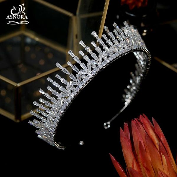 

asnora wedding hair accessories cubic zirconia headdress shiny luxury jewelry princess crown bridal wedding accessories a01092, Golden;silver