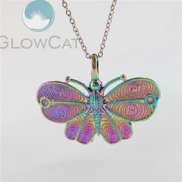 

новый модный панк винтаж радуги насекомых бабочка кулон подарок ожерелье для женщин личности партии ювелирные изделия wmtnpl, Silver