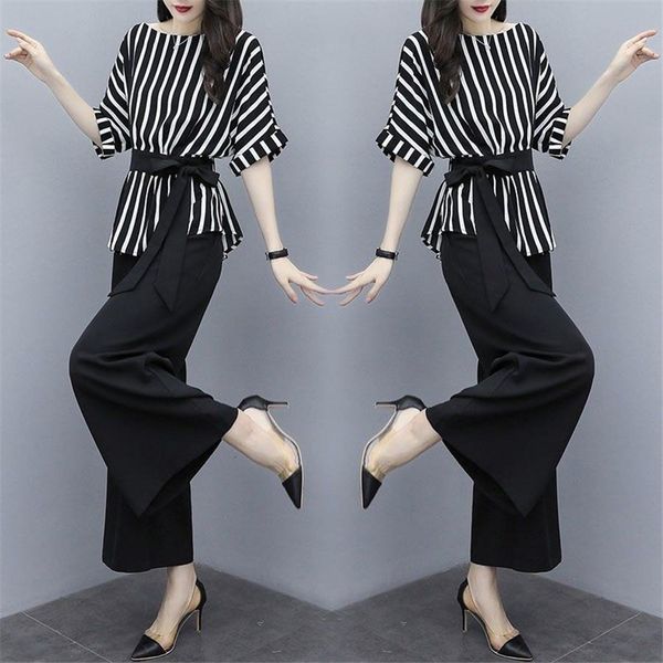 

women's suit women high waist wide leg pants two sets of women 2019 spring summer new loose wild clothes, Gray
