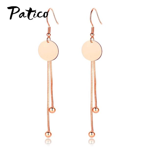 

dangle & chandelier elegant 925 sterling silver rose gold round drop earrings for women tassel earings fashion jewelry wedding party gifts