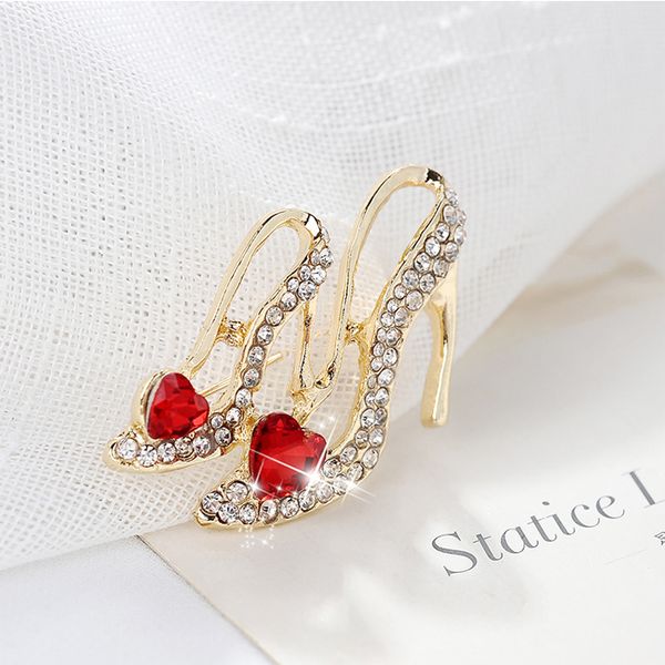 

crystal brooch for women rhinestone inlaid high heel shoe pin corsage lapel glass slipper brooches jewelry gift kimter-c39fz