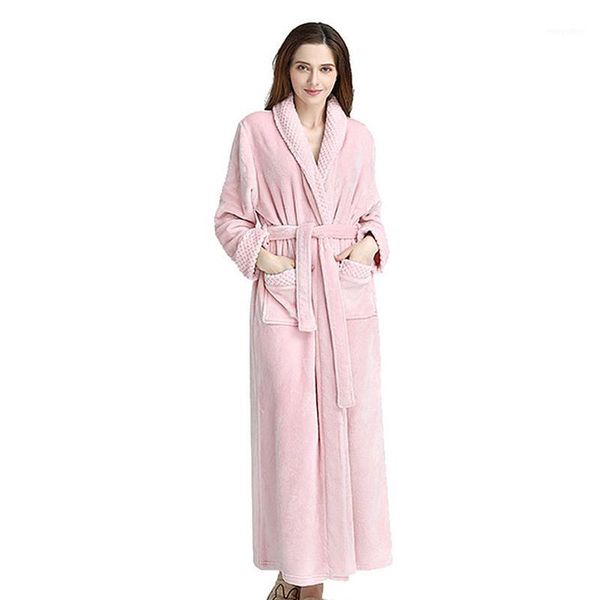 

winter women sleepwear men sleepwear 2018 winter big size thick flannel couple pajamas bathrobe flannel long robes1, Black;red