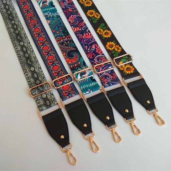 

fashion national wind color wide strap adjustable long shoulder diagonal bag accessories o bag handles, Black