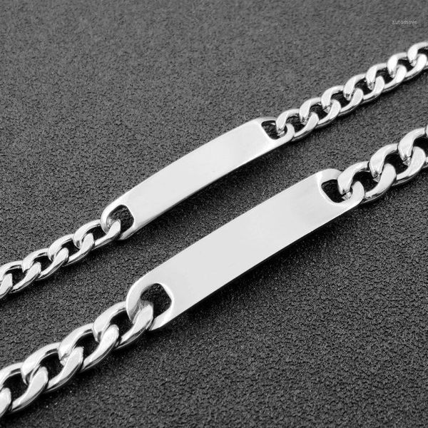 

stainless steel blank id bar chain bracelet, diy jewelry1, Black