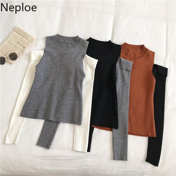 

neploe 2019 contrast color long sleeve women sweater strapless knitted pullover 2019 autumn korean slim jumpers 561381, White;black