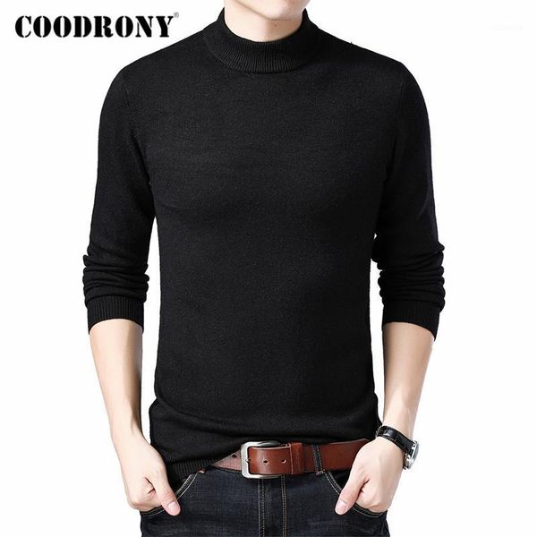 

coodrony brand turtleneck sweater men fashion casual pull homme 2019 winter thick warm sweaters soft knitwear pullover men c10141, White;black