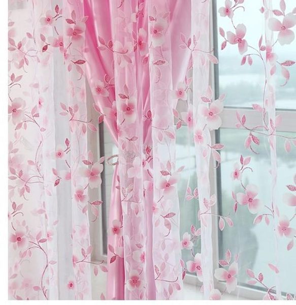 

ready made custom flower floral voile sheer tulle curtains for decor, panel/pcs home living room bedroom door window kitchen 11