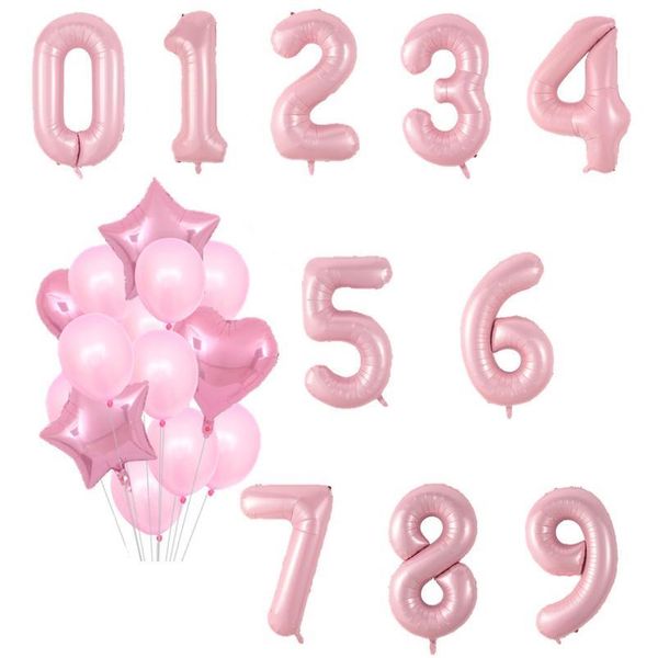 

40 inch foil pink number balloons 0 1 2 3 4 5 6 7 8 9 air inflatable ballon 18 happy bbyatb