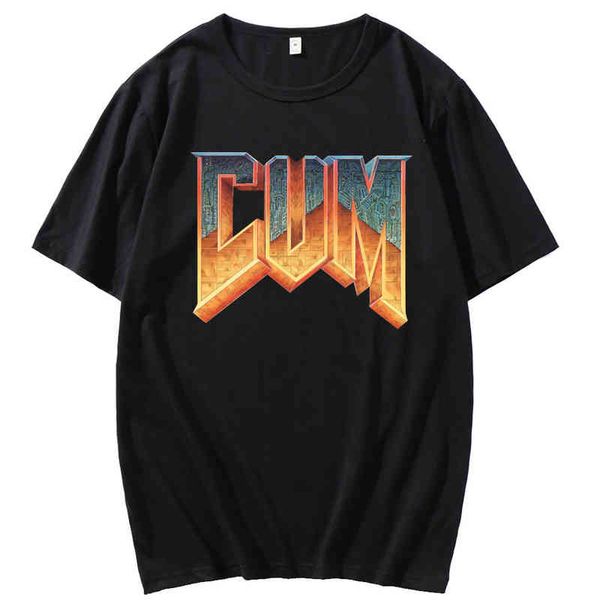 

doom cum shirt vintage graphic tee for men pure cotton 100% tshirt men summer fashion short sleeve t-shirt euro size, White;black