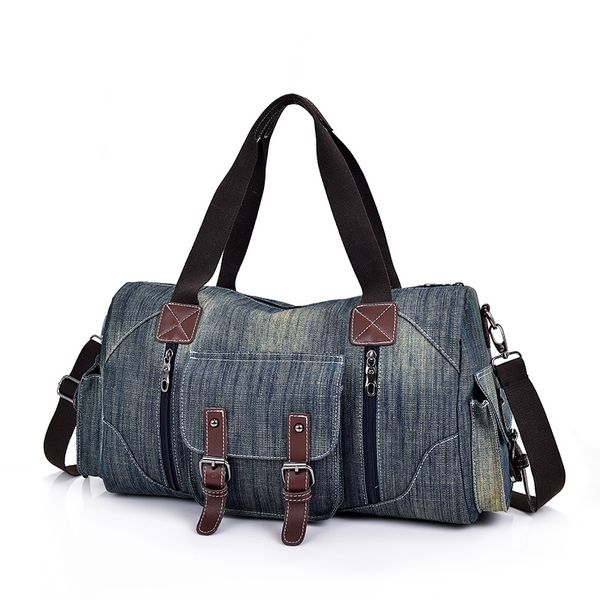 

hbp large capacity handbag shopping bags hand bag denim canvas quality patchwork color zipper wide shoulder strap