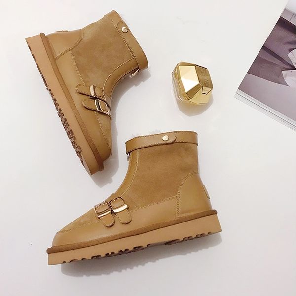 

2021 new handcrafted winter snowboots for womne heel leather genuine black wool shoes ankle boots yjd8