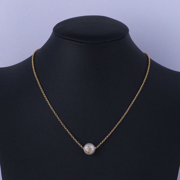 

real gold plated pearl pendant necklace fashion letter brand necklace, Silver