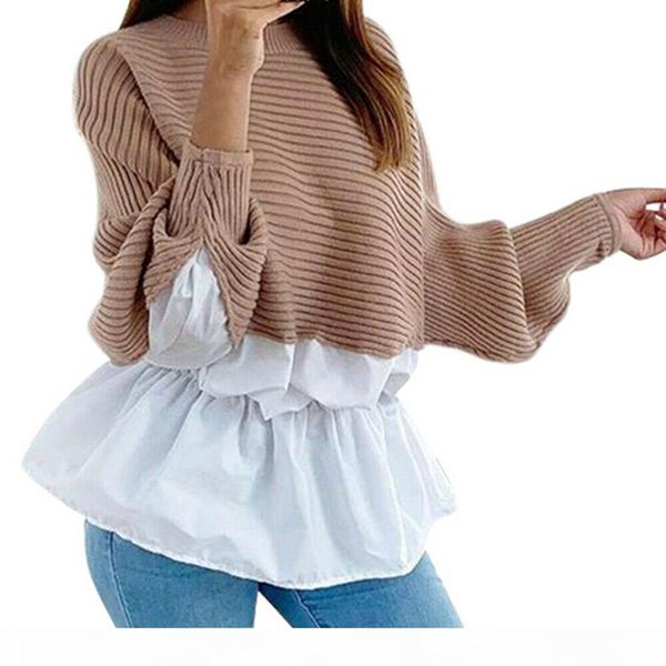 

2020 designer spring and autumn womens bodycon clothes ruffled bottoming shirts long sleeved crew neck t shirts button up for lady, White