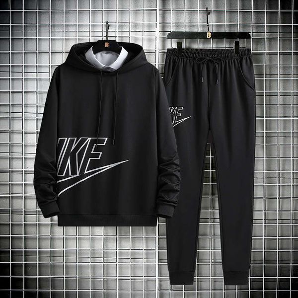 

2020 autumn new youth trend fashion sweater men's leisure sports suit, Gray