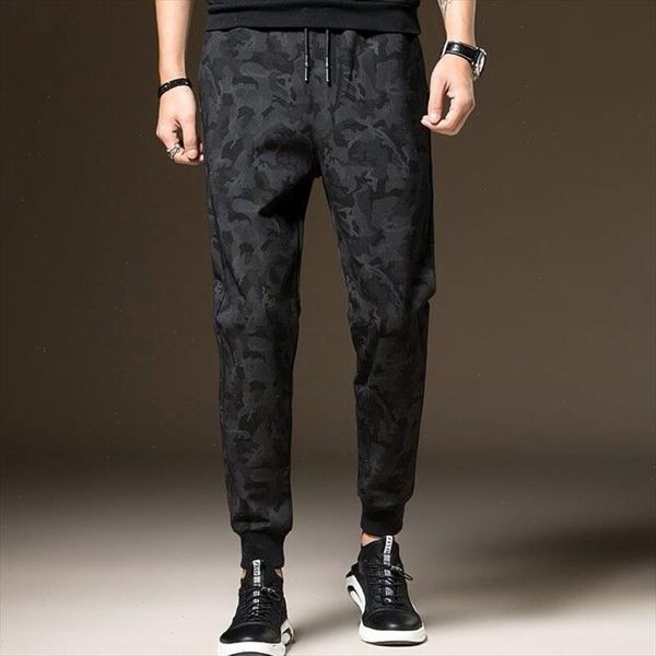 

spring joggers men casual loose pencil pants slim camouflage black patchwork sweatpants track pants ankle length trousers