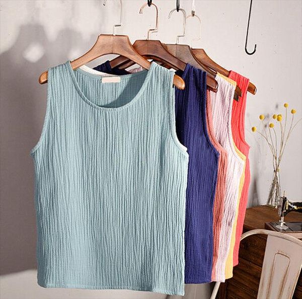 

2021 new summer sleeveless linen cotton loose women soft conforatble vest plus size cotton vest 4xl 5xl 6xl, White