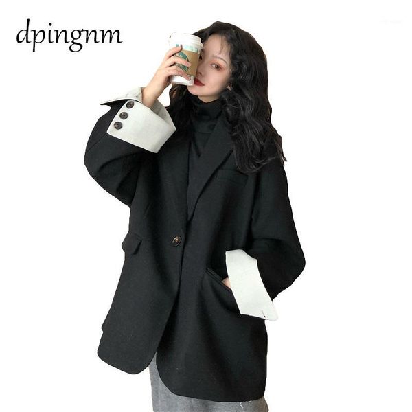 

autumn women clothes 2019 new casual women's slim long sleeves turn-down collar cardigan mid solid coat1, Black;brown