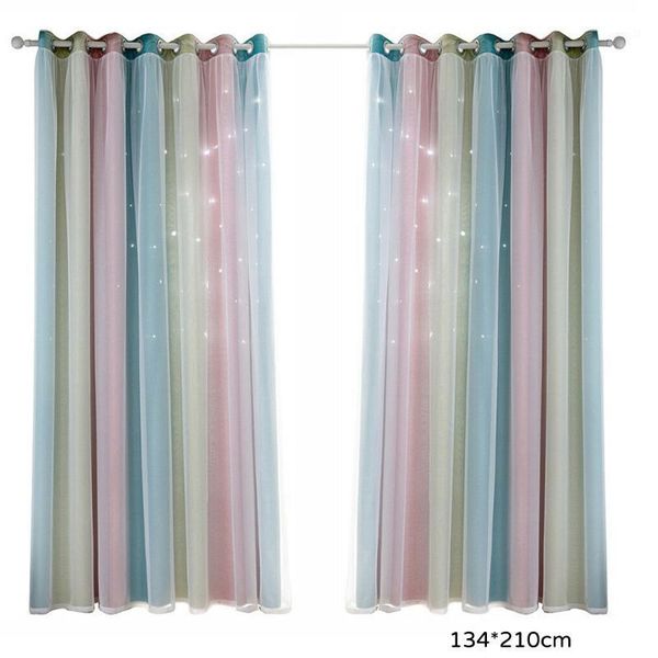 

curtain & drapes 1 pcs hollow star sheer color window curtains for girl kids bedroom blackout double layer home decoration1