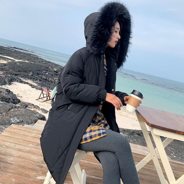 

tide new down cotton jacket women winter double sided slim down cotton coat single breasted parkas1, Black