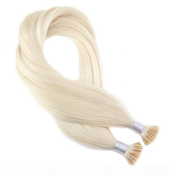 

platinum blonde extensions human hair real brazilian hair keratin pre bonded fusion hair, Black