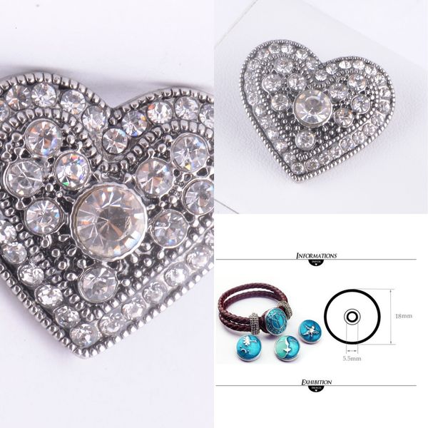 

31wrrhinestone ginger heart 18mm snap interchangeable diy jewerly chunk button for noosa bracelet necklaceoscw