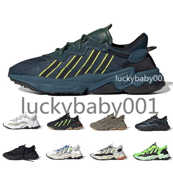 

2021 ozweego men women casual shoes neon green solar yellow halloween tones core black sports sneakers