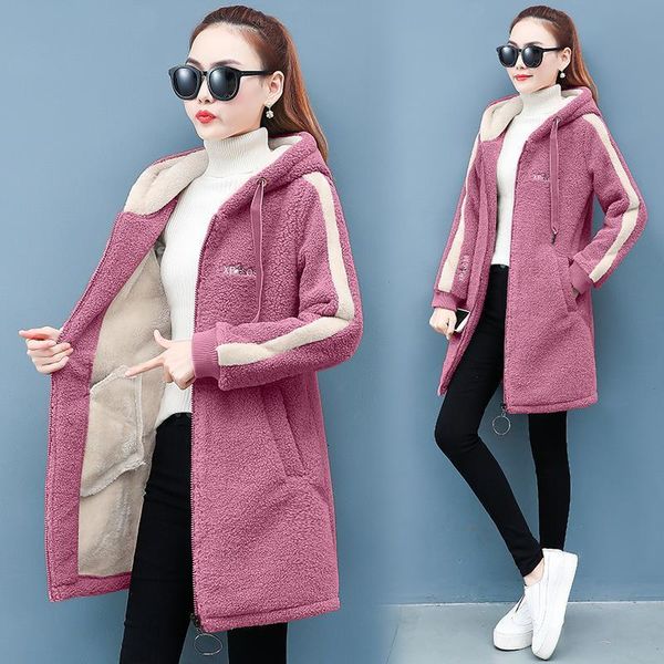

2019 winter faux fur teddy coat women fashion hooded add velvet to thicken zipper jacket fashionable and casual plus-size coat, Black;brown