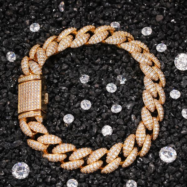 

new fashion design gold plated 12mm 7/8inch 3d micro setting cz cuban bracelets chains for men fashion hip hop jewelry gift, Black