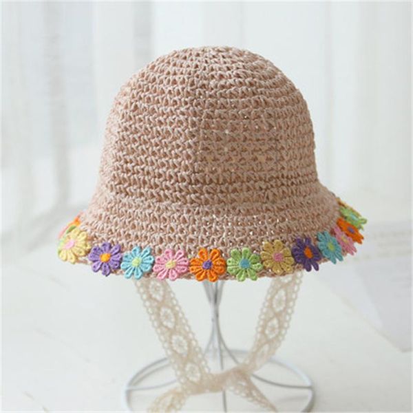 

2020 новый цветок летняя соломенная шляпа дети большие широкие breim beach hat sun hat детский складной солнечный блок уф-защита panama jlle, Black;white