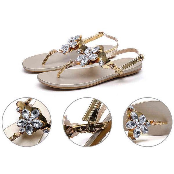 

sandals summer flat gladiator for women comfortable casual beach shoes platform bohemian beaded flip flops 220121, Black