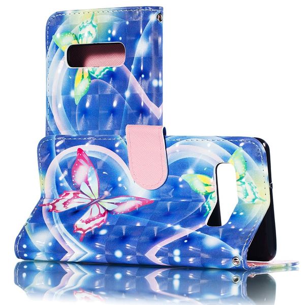 

3d hearted butterflies pattern horizontal flip pu leather case for galaxy s10 with holder card slots wallet p frame