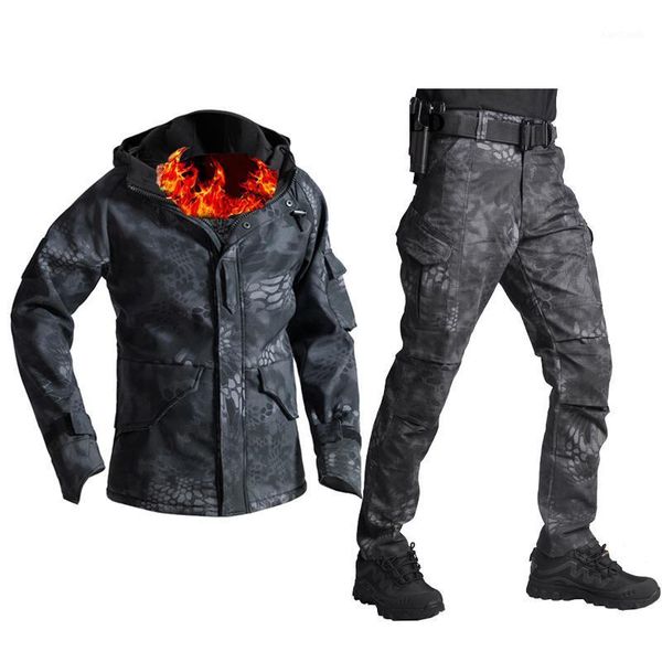 

outdoor jackets&hoodies men g8 hunting suit jacket set with pants camouflage army tactical uniform combat clothes outdoor1, Blue;black