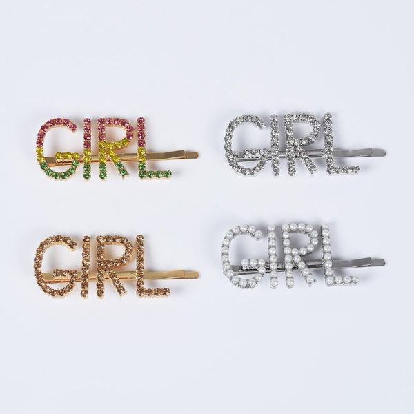 

hair clips & barrettes luxury crystal rhinestone girl letter hairpins women accessories alphabet faux pearl hairpin hairclips girls, Golden;silver